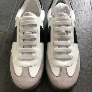 Women’s Casual Franco Sarto Lace-Up Sneakers in White and Gray
